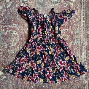 Old Navy M (8) Floral Kids Dress in Navy and Pink